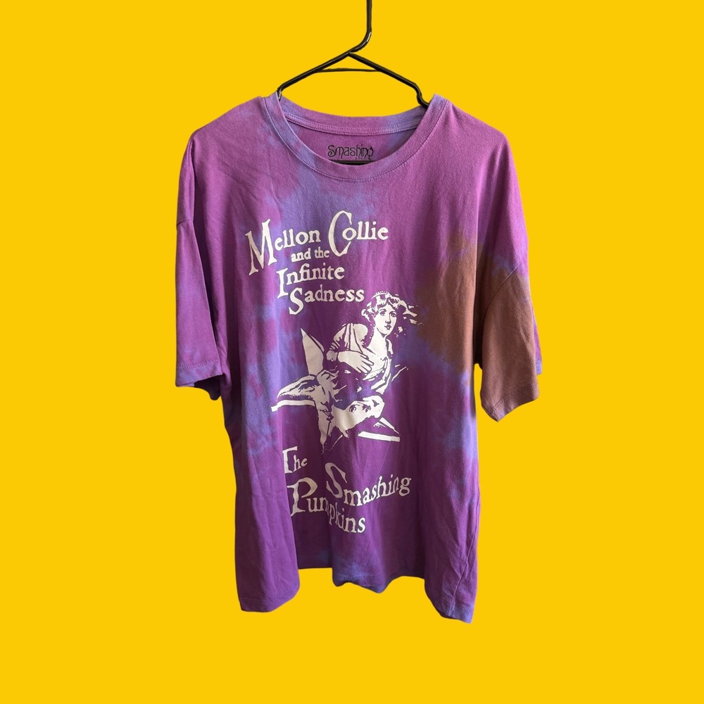 Smashing Pumpkins Mellon Collie Tie Dye Graphic Tee Shirt Mens Large Purple